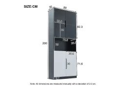 DripeX Vitrine com LED - 4 Portas + 1 Nicho - Anti-Queda - Cor e Brilho Ajustável 80x30x200cm^ Vitrina