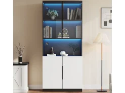 DripeX Vitrine com LED - 4 Portas + 1 Nicho - Anti-Queda - Cor e Brilho Ajustável 80x30x200cm^ Vitrina