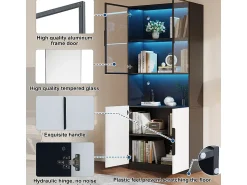 DripeX Vitrine com LED - 4 Portas + 1 Nicho - Anti-Queda - Cor e Brilho Ajustável 80x30x200cm^ Vitrina