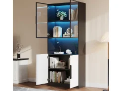 DripeX Vitrine com LED - 4 Portas + 1 Nicho - Anti-Queda - Cor e Brilho Ajustável 80x30x200cm^ Vitrina
