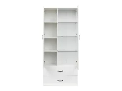 Outlet Hauss Spole Vitrine com luzes LED de 16 cores, 2 gavetas e 2 portas, branca. Branco