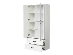 Outlet Hauss Spole Vitrine com luzes LED de 16 cores, 2 gavetas e 2 portas, branca. Branco