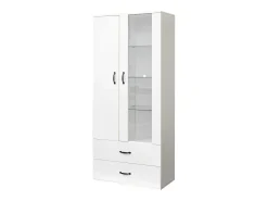Outlet Hauss Spole Vitrine com luzes LED de 16 cores, 2 gavetas e 2 portas, branca. Branco