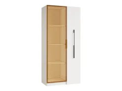 Clearance Merax Vitrine com porta de vidro e LEDs - 70 x 40 x 160 cm - com prateleira lateral deslizante - MDF - branca Branco