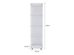 Best Vitrine com porta de vidro, 164 x 43 x 36 cm, 4 prateleiras, estante antiga independente, branca Branco