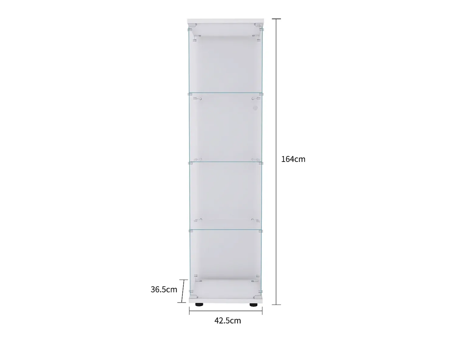 Best Vitrine com porta de vidro, 164 x 43 x 36 cm, 4 prateleiras, estante antiga independente, branca Branco
