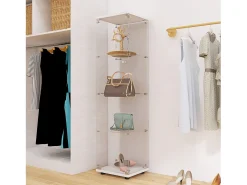 Best Vitrine com porta de vidro, 164 x 43 x 36 cm, 4 prateleiras, estante antiga independente, branca Branco