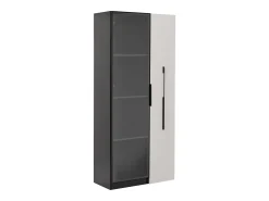 Hot Merax Vitrine com porta de vidro e LEDs - 70 x 40 x 160 cm - com prateleira lateral deslizante - MDF - e branco Preto