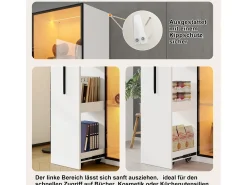 Vitrina*Merax Vitrine com porta de vidro - 70 x 40 x 160 cm - com LEDs + gaveta lateral - MDF - Branco