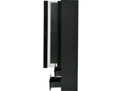 Vitrina*Merax Vitrine com porta transparente - 60 x 35 x 182,5 cm - com LEDs + 2 portas + 2 gavetas - aglomerado - Preto