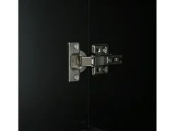 Vitrina*Merax Vitrine com porta transparente - 60 x 35 x 182,5 cm - com LEDs + 2 portas + 2 gavetas - aglomerado - Preto