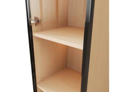 Vitrina|ModernLuxe Vitrine con porta de vidro 40x40x165 cm - Iluminação LED - 1 porta de vidro temperado - Folheado de carvalho - MDF - Natural Natural claro