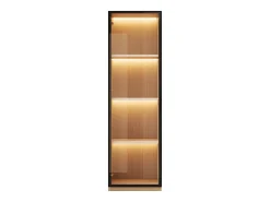 Vitrina|ModernLuxe Vitrine con porta de vidro 40x40x165 cm - Iluminação LED - 1 porta de vidro temperado - Folheado de carvalho - MDF - Natural Natural claro