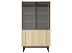 Vitrina| Vitrine: cor: carvalho linea, pés pretos, 103,5 x 184,6 x 39 cm Castanho