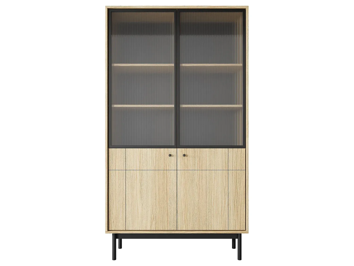 Vitrina| Vitrine: cor: carvalho linea, pés pretos, 103,5 x 184,6 x 39 cm Castanho