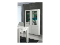 Meublorama Vitrine, cristaleira, armário para pratas FABIO brilhante high gloss + LED. Móvel design para sua sala de estar ou sala de jantar.^ Vitrina