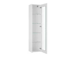 Vitrina|Dmora Vitrine Dcomi, Aparador com prateleiras de vidro, Móveis de sala multiuso com luz LED, 100% Fabricado na Itália, 40x30h180 cm, brilhante Branco