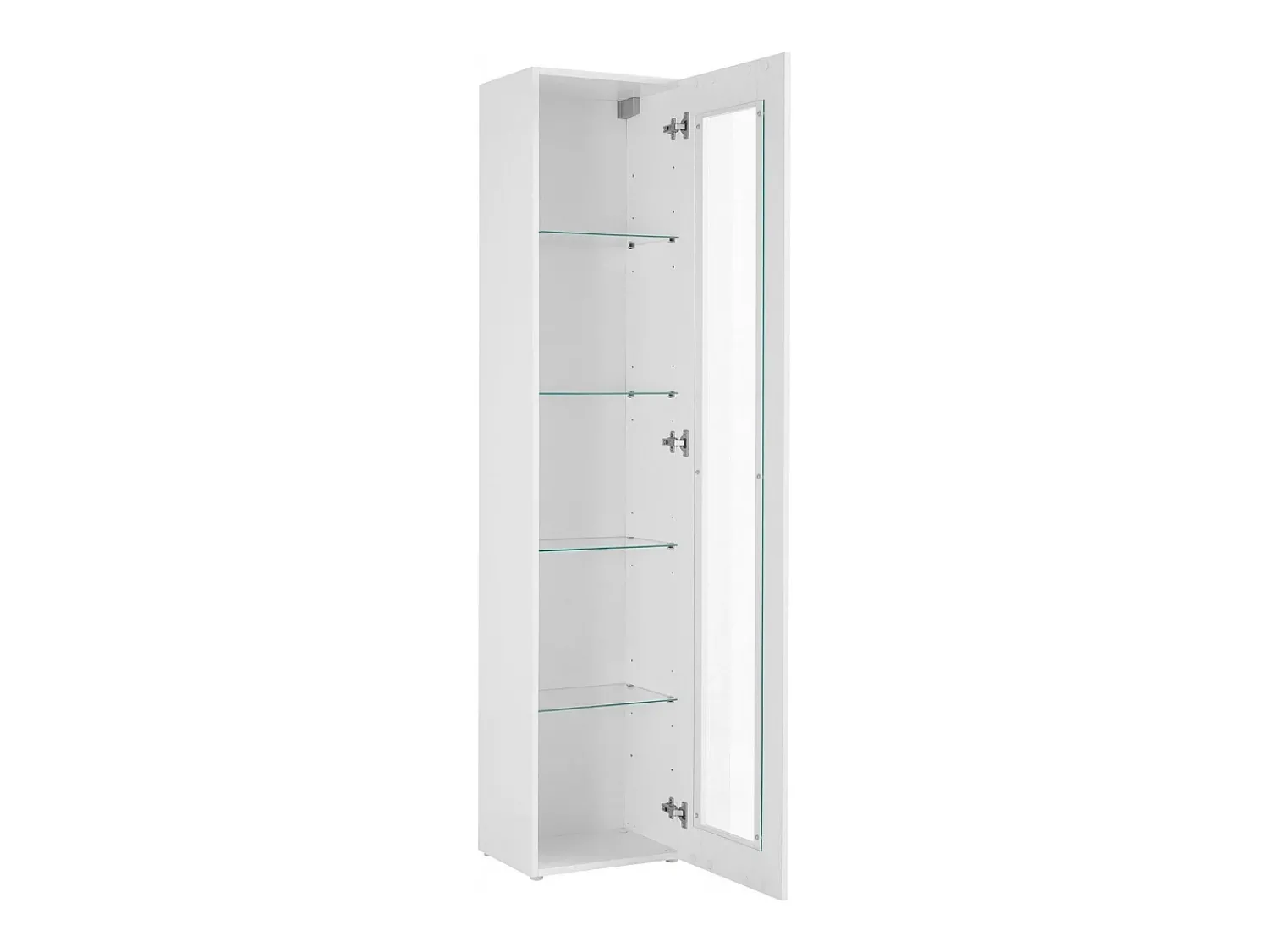 Vitrina|Dmora Vitrine Dcomi, Aparador com prateleiras de vidro, Móveis de sala multiuso com luz LED, 100% Fabricado na Itália, 40x30h180 cm, brilhante Branco