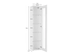 Vitrina|Dmora Vitrine Dcomi, Aparador com prateleiras de vidro, Móveis de sala multiuso com luz LED, 100% Fabricado na Itália, 40x30h180 cm, brilhante Branco