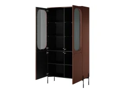 Vitrina* Vitrine de 2 portas com pé metálico bordô 104x200 cm Vermelho