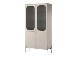 Vitrina| Vitrine de 2 portas com pé de metal caxemira 104x200 cm Bege