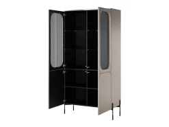 Vitrina| Vitrine de 2 portas com pé de metal caxemira 104x200 cm Bege