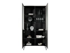 Vitrina| Vitrine de 2 portas com pé de metal caxemira 104x200 cm Bege