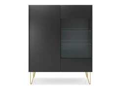 Vitrina* Vitrine de 2 portas em laminado com vidro 97x122 cm Preto