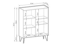 Vitrina* Vitrine de 2 portas em laminado com vidro 97x122 cm Preto