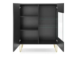 Vitrina* Vitrine de 2 portas em laminado com vidro 97x122 cm Preto