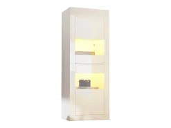 Vitrina|Merax Vitrine de alto brilho - 61 x 42 x 162 cm - com LEDs + 1 prateleira de vidro - aglomerado - Branco