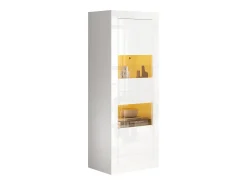 Vitrina|Merax Vitrine de alto brilho - 61 x 42 x 162 cm - com LEDs + 1 prateleira de vidro - aglomerado - Branco