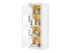 Vitrina|Merax Vitrine de alto brilho - 61 x 42 x 162 cm - com LEDs + 1 prateleira de vidro - aglomerado - Branco
