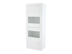 Vitrina|Merax Vitrine de alto brilho - 61 x 42 x 162 cm - com LEDs + 1 prateleira de vidro - aglomerado - Branco