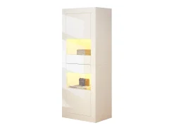 Vitrina|Merax Vitrine de alto brilho - 61 x 42 x 162 cm - com LEDs + 1 prateleira de vidro - aglomerado - Branco