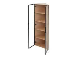 Vitrina*ModernLuxe Vitrine de canto 62×35×160 cm - com iluminação LED - 2 portas de vidro - natural Natural claro