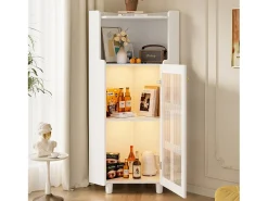 Vitrina*Hauss Spole Vitrine de canto branca - Com iluminação LED e 2 portas de vidro Branco