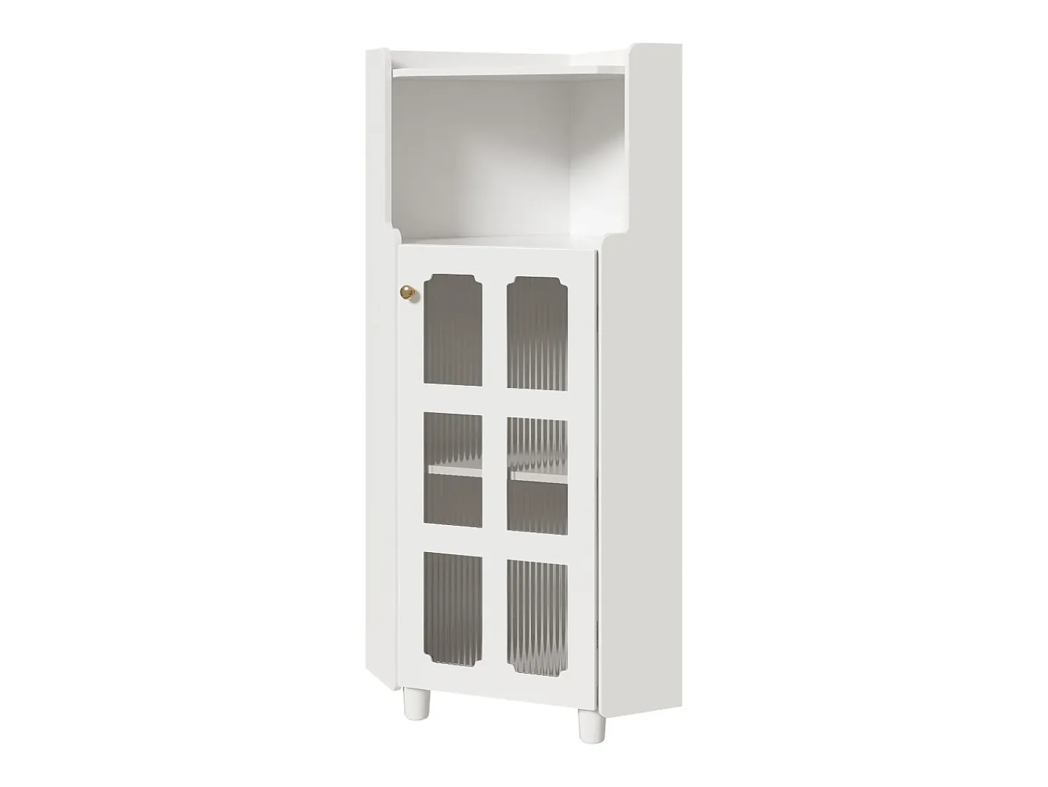 Vitrina*Hauss Spole Vitrine de canto branca - Com iluminação LED e 2 portas de vidro Branco