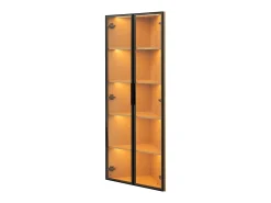 Vitrina|Merax Vitrine de canto com porta - 62 x 35 x 160 cm - com LEDs - vidro temperado - MDF - luz natural Natural claro