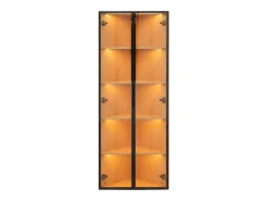 Vitrina|Merax Vitrine de canto com porta - 62 x 35 x 160 cm - com LEDs - vidro temperado - MDF - luz natural Natural claro