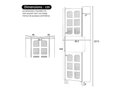 Vitrina|Merax Vitrine de canto laqueada - 63,5 x 45 x 157,5 cm - com LEDs + 2 portas + prateleira - MDF - cinza Cinzento