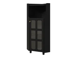 Hauss Spole Vitrine de canto preta - Com iluminação LED e 2 portas de vidro^ Vitrina