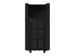 Hauss Spole Vitrine de canto preta - Com iluminação LED e 2 portas de vidro^ Vitrina
