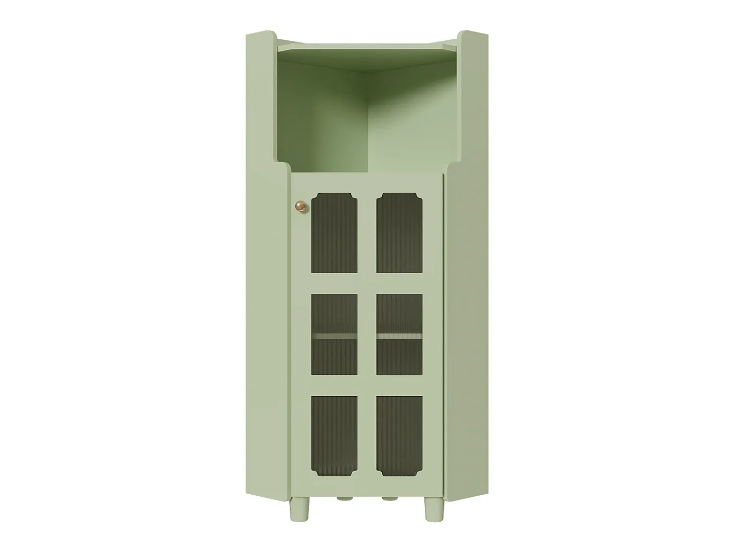 Hauss Spole Vitrine de canto com iluminação LED e 2 portas de vidro - Madeira MDF^ Vitrina