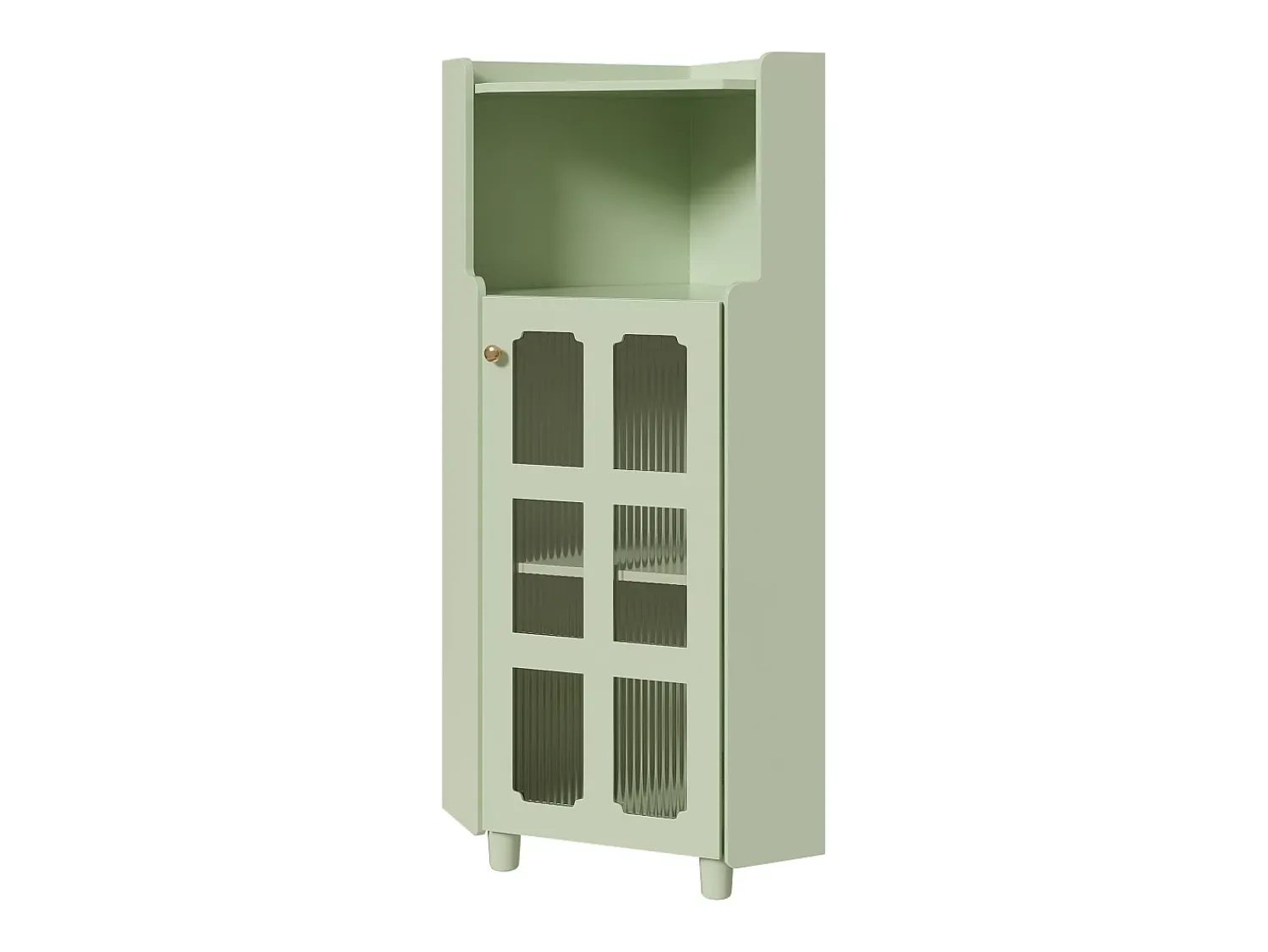 Hauss Spole Vitrine de canto com iluminação LED e 2 portas de vidro - Madeira MDF^ Vitrina