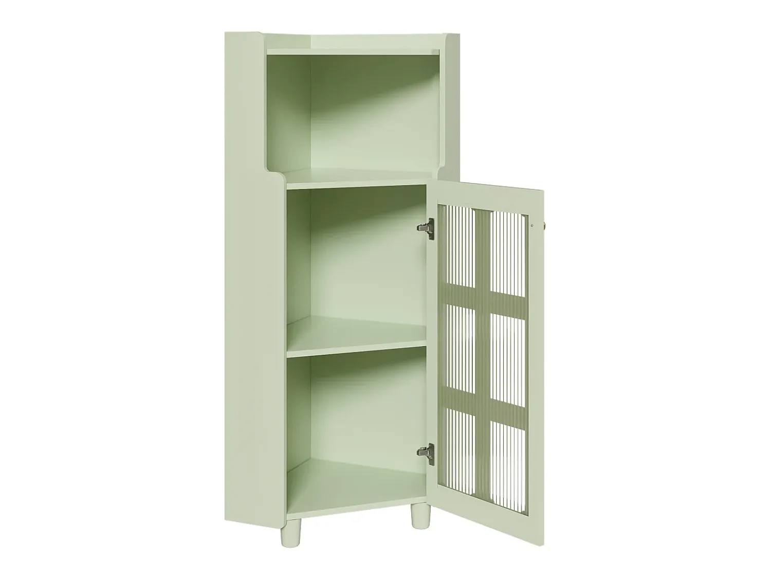 Hauss Spole Vitrine de canto com iluminação LED e 2 portas de vidro - Madeira MDF^ Vitrina