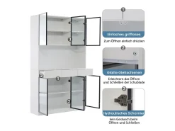 DripeX Vitrine de Parede - 12 Portas Vidro + 6 Gavetas - com LED RGB - Painel Partículas 240x36x200cm^ Vitrina