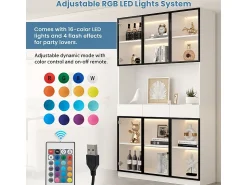 DripeX Vitrine de Parede - 12 Portas Vidro + 6 Gavetas - com LED RGB - Painel Partículas 240x36x200cm^ Vitrina