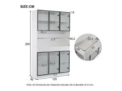 Clearance DripeX Vitrine de Parede - 6 Portas de Vidro + 3 Gavetas - com LED RGB - Painel Partículas 120x36x200cm Branco