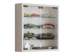 Vitrina*VCM Vitrine de parede branca Mandosa S 40x40x10 cm, 2 portas em vidro de segurança ESG, estrutura em madeira, montagem segura na parede Multicor
